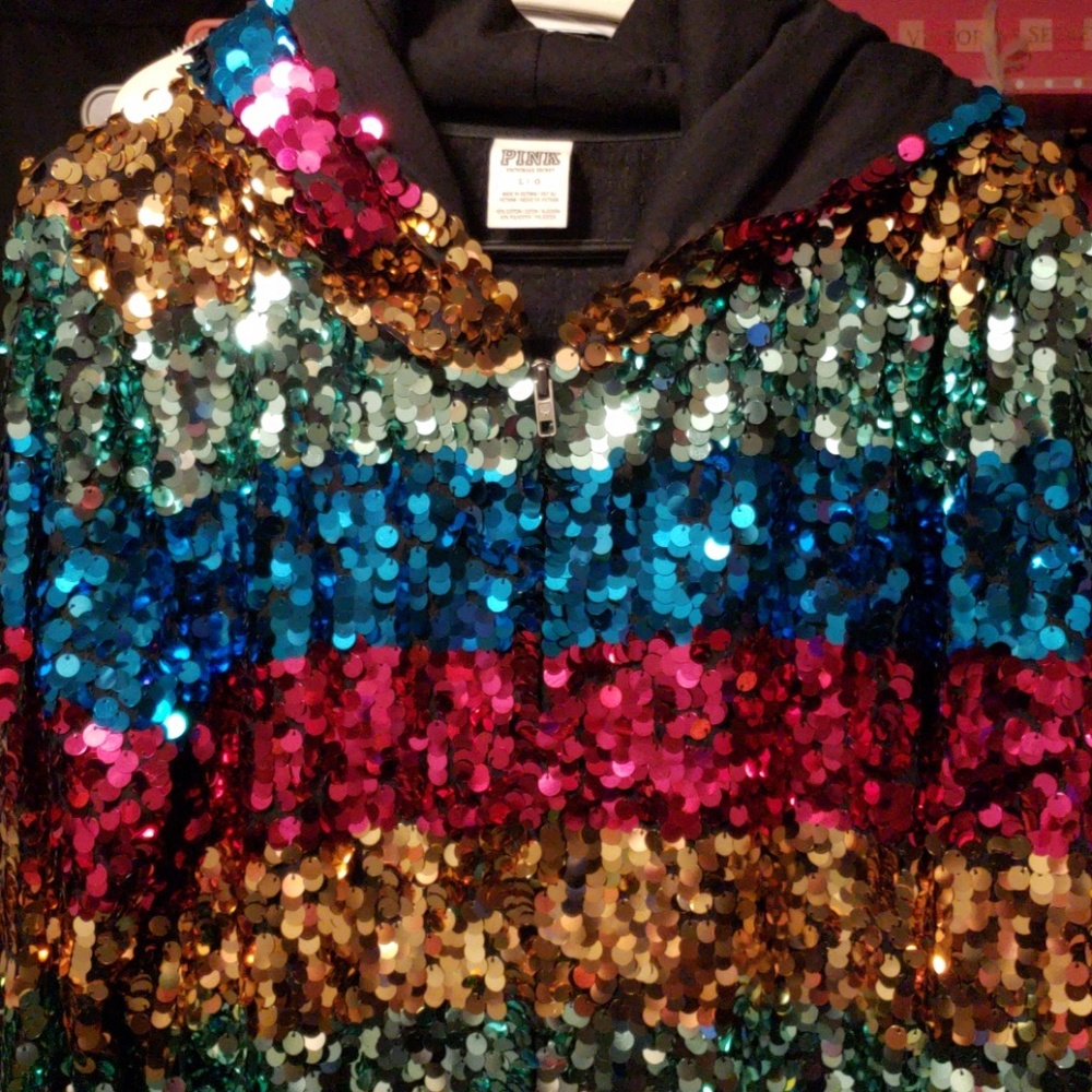 Victorias Secret PINK rainbow sequin jacket